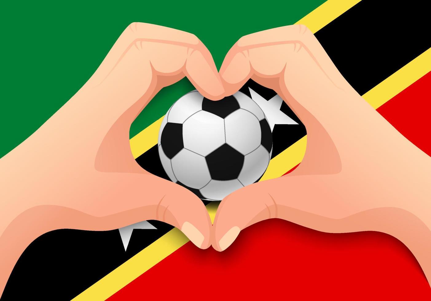 Saint Kitts and Nevis soccer ball and hand heart shape vector