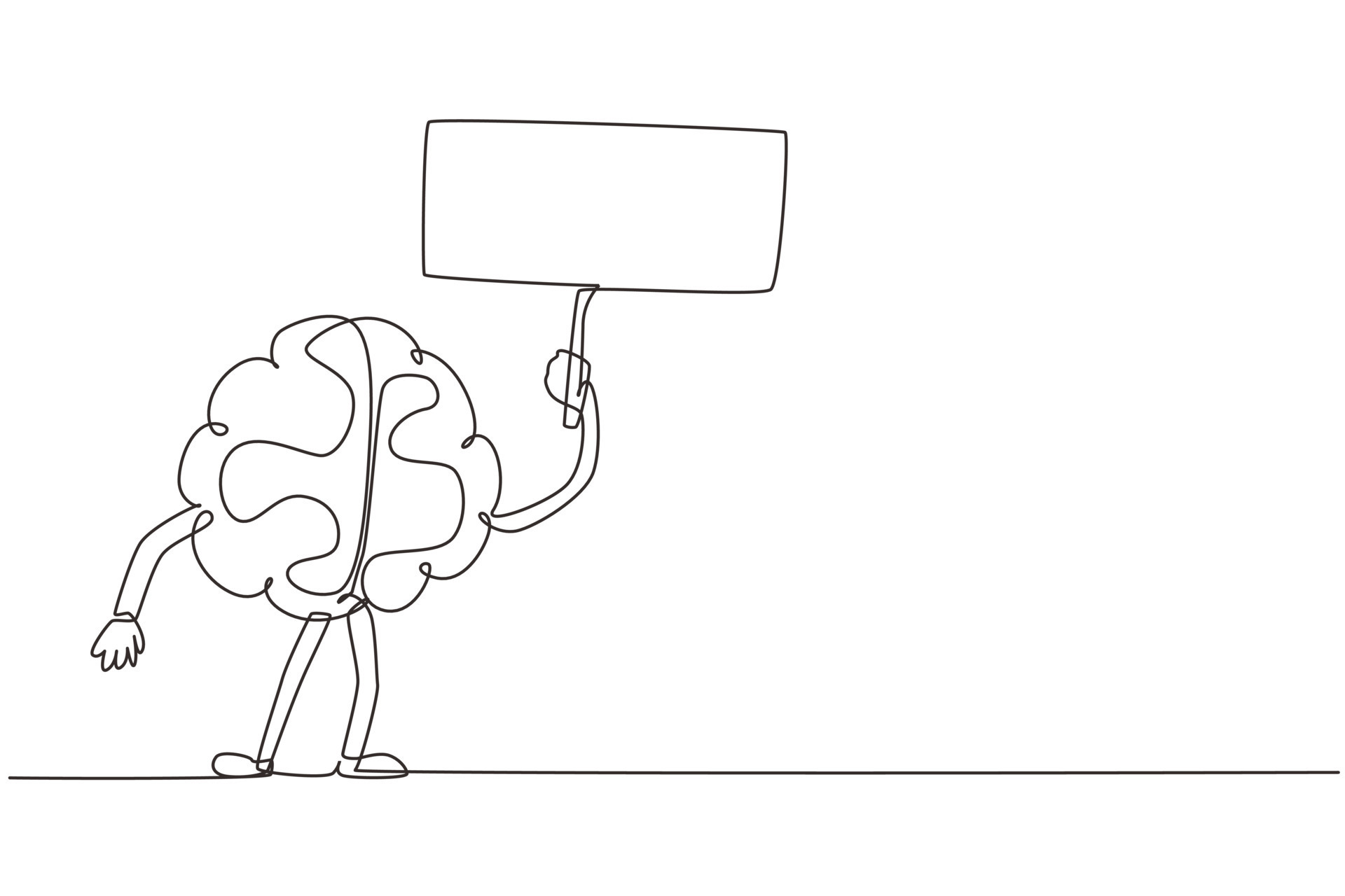 Single continuous line drawing brain with sign template mascot character. Cartoon brain holding placard with blank board. Concept design brain need attention. One line draw design vector illustration 8719213 Vector Art at Single continuous line drawing brain with sign template mascot character. Cartoon brain holding placard with blank board. Concept design brain need attention. One line draw design vector illustration 8719213 Vector Art at