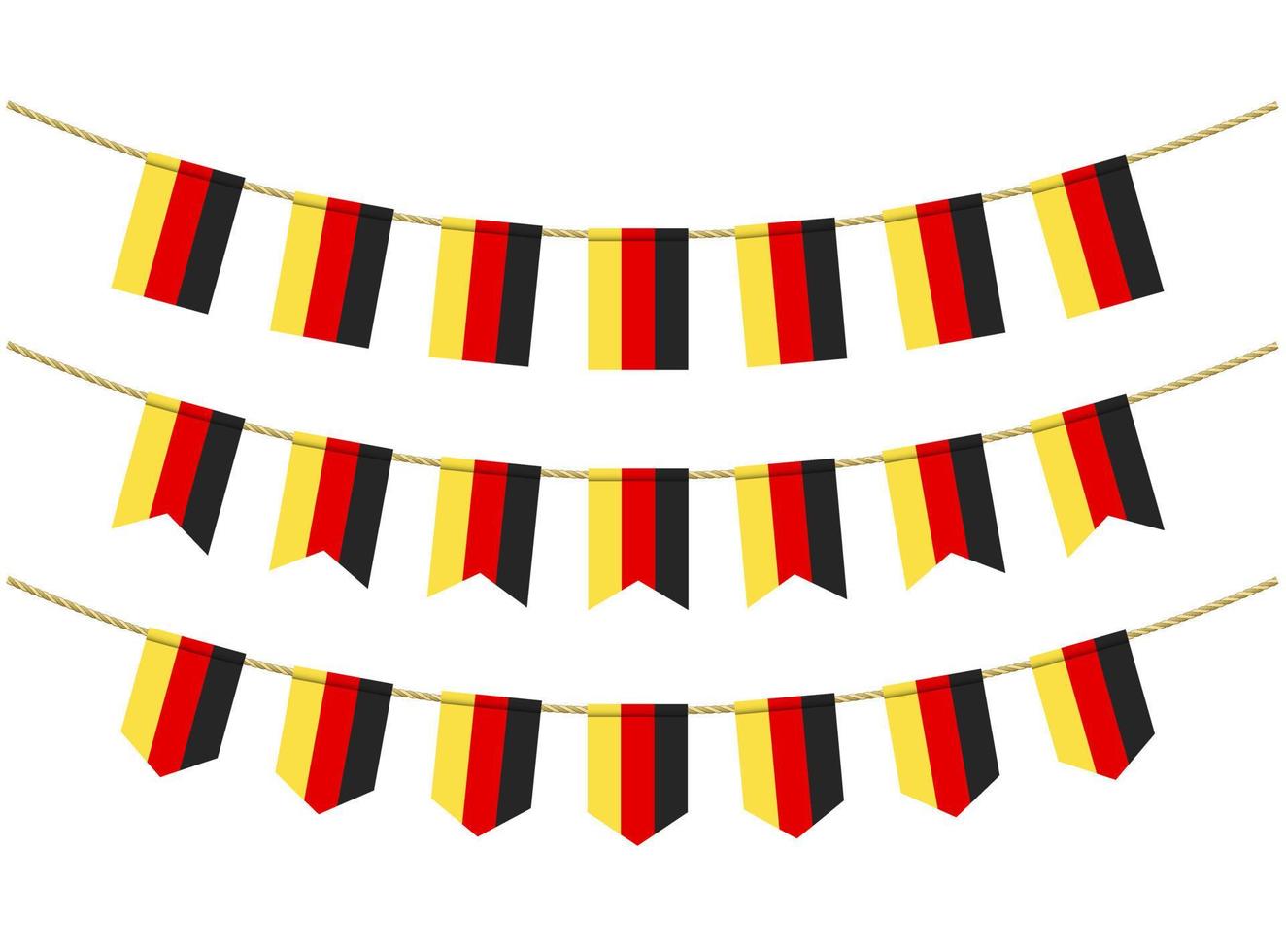 Germany flag on the ropes on white background. Set of Patriotic bunting flags. Bunting decoration of Germany flag vector