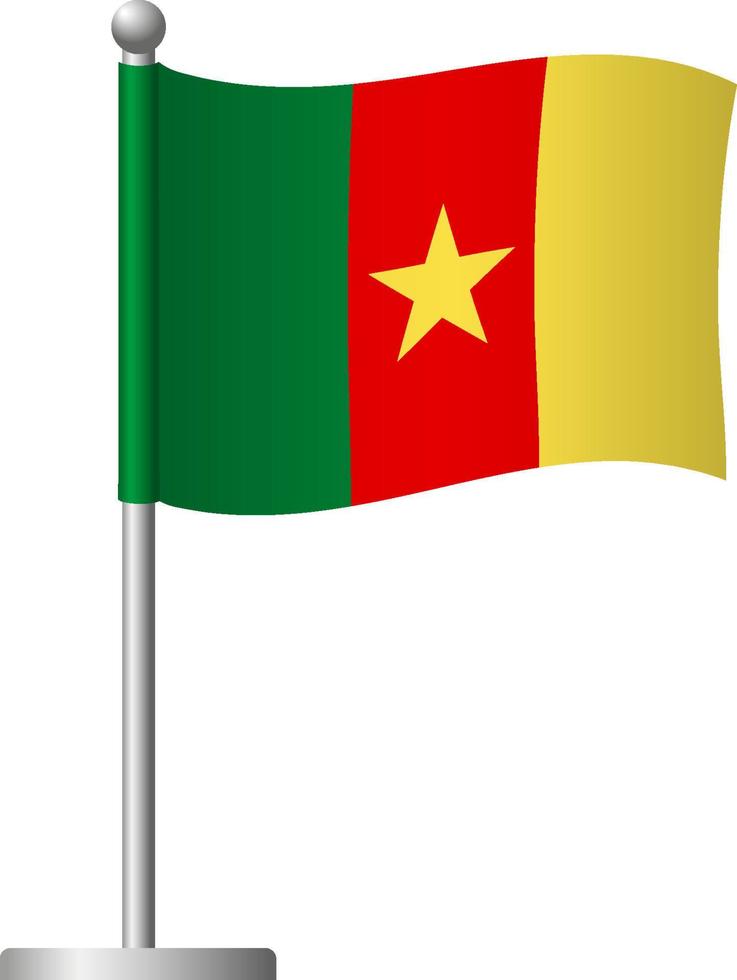 Cameroon flag on pole icon vector
