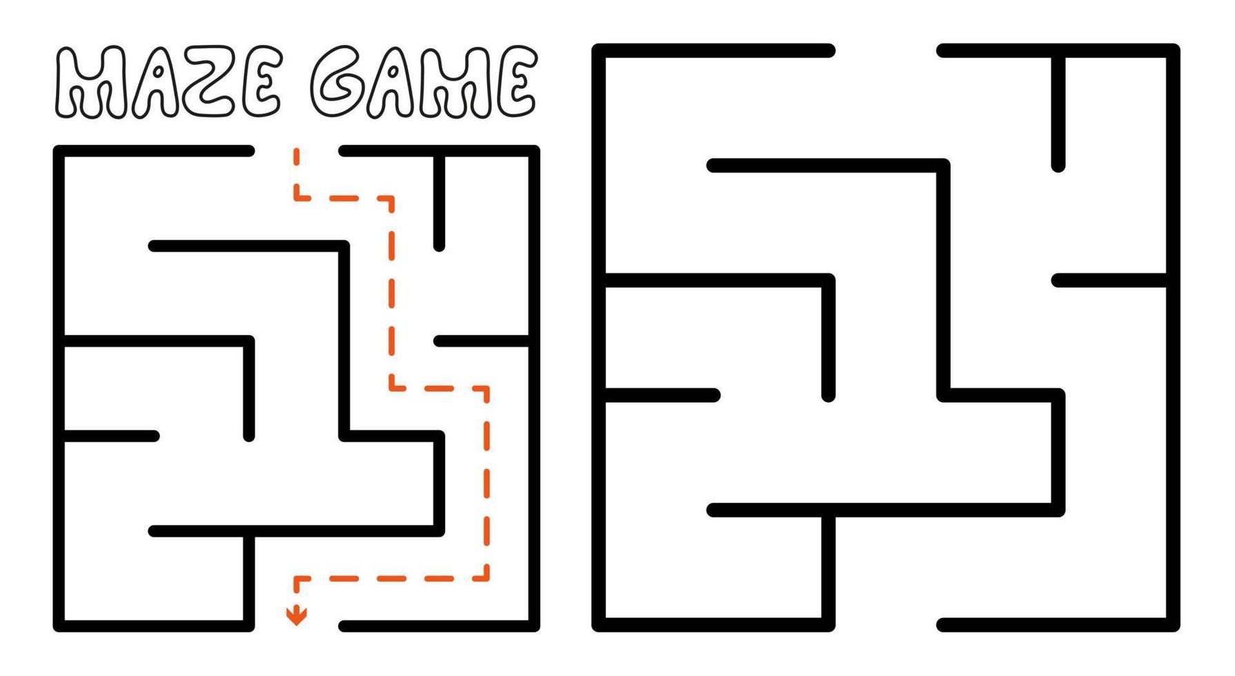 Maze game for kids. Simple Maze puzzle with solution vector