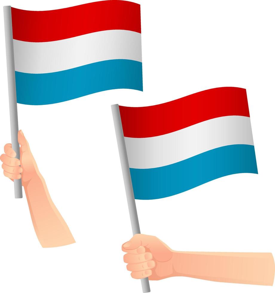 luxemburgo, bandera, en, mano, icono vector