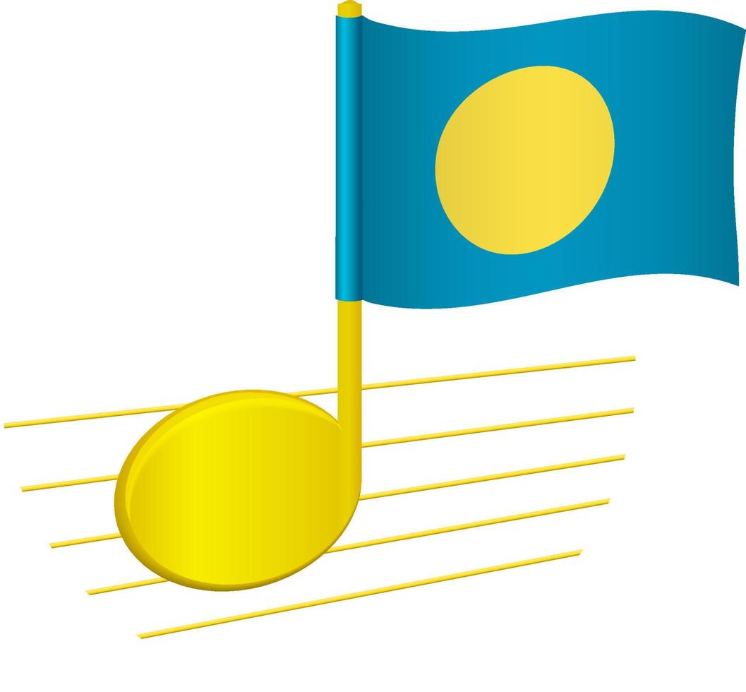 Palau flag and musical note vector