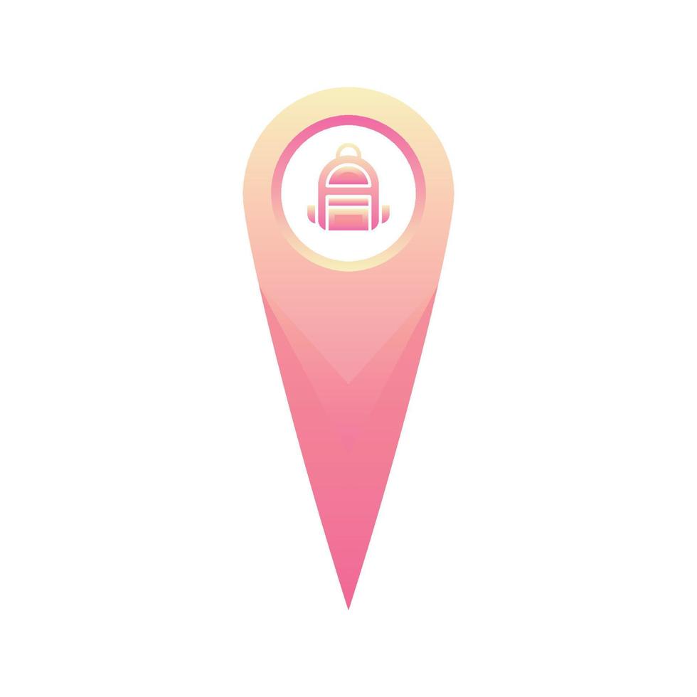 backpack location logo gradient design template icon vector