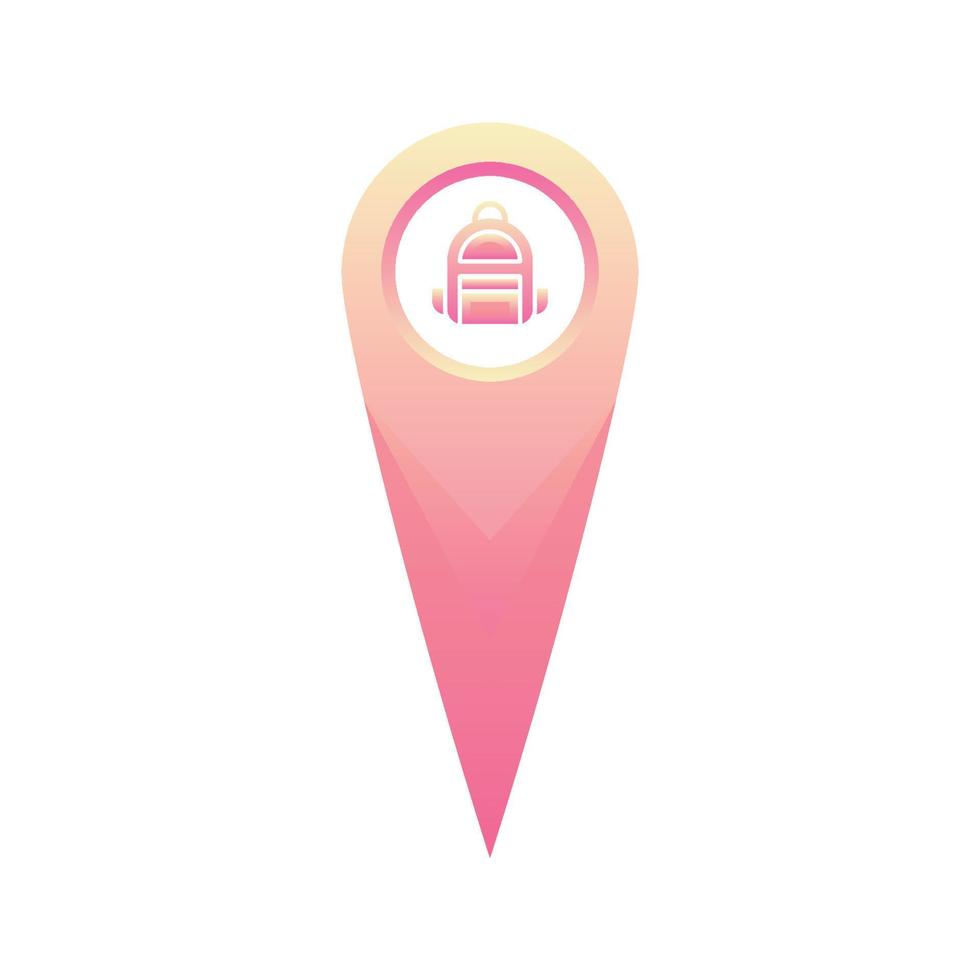 backpack location logo gradient design template icon vector