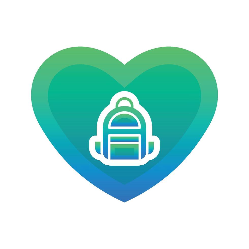backpack love logo gradient design template icon vector