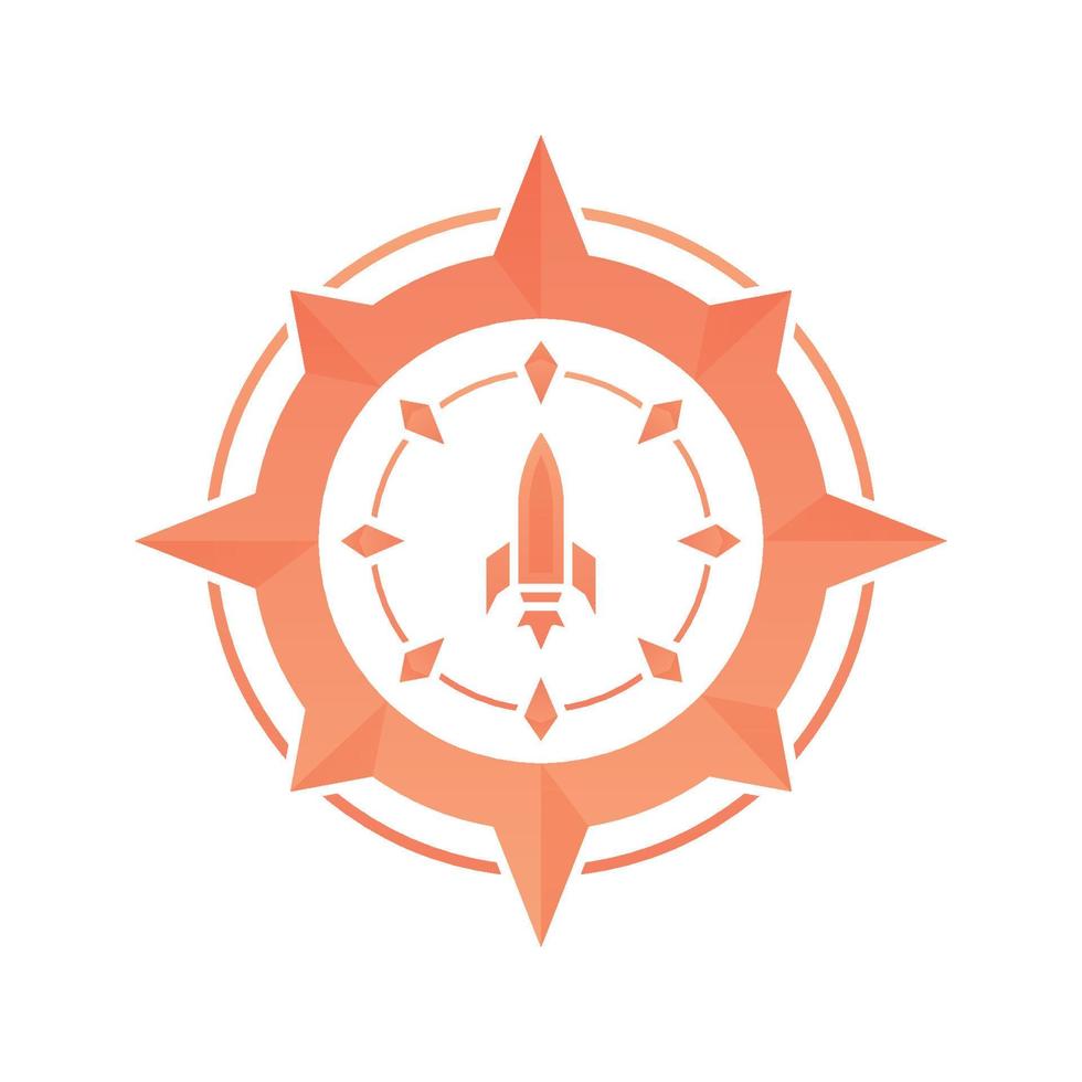 elemento de icono de plantilla de diseño de degradado de logotipo de brújula de cohete vector