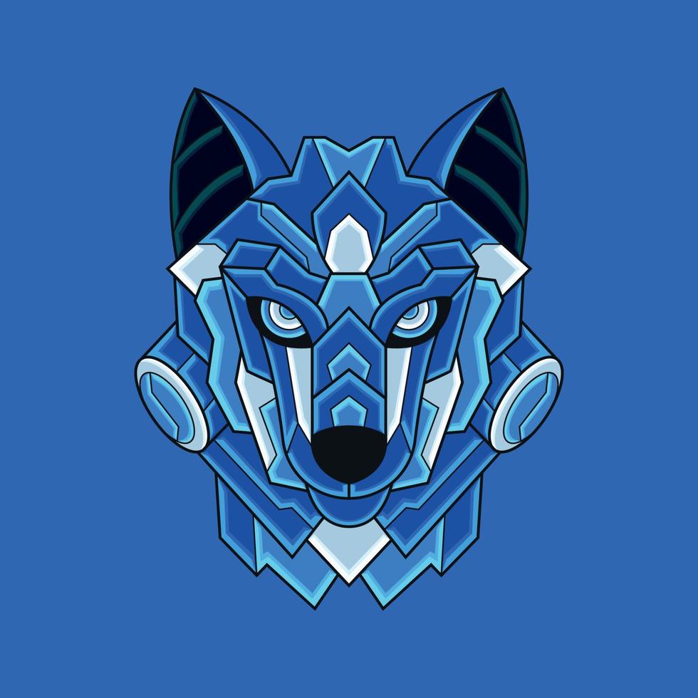 vector de concepto de dibujos animados de ilustración de lobo de doodle de ornamento geométrico colorido abstracto. adecuado para logotipo, papel pintado, pancarta, fondo, tarjeta, ilustración de libros, diseño de camisetas, pegatina, portada