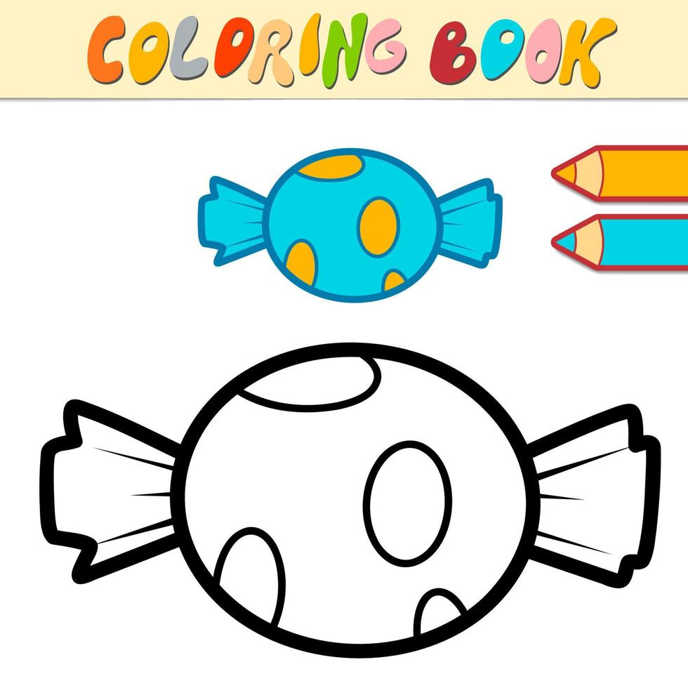 Coloring book or page for kids. Christmas candy black and white vector