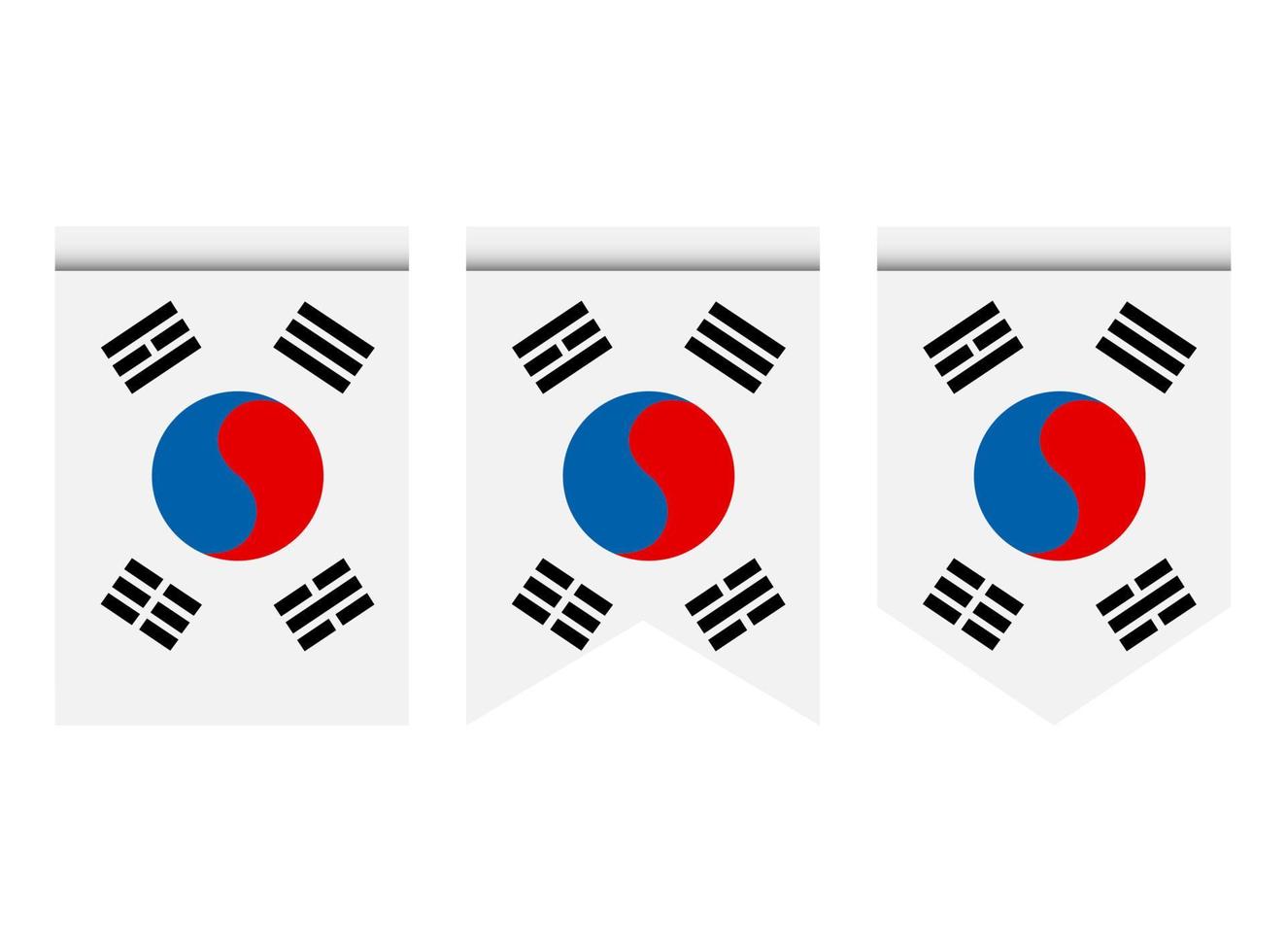 South korea flag or pennant isolated on white background. Pennant flag icon. vector