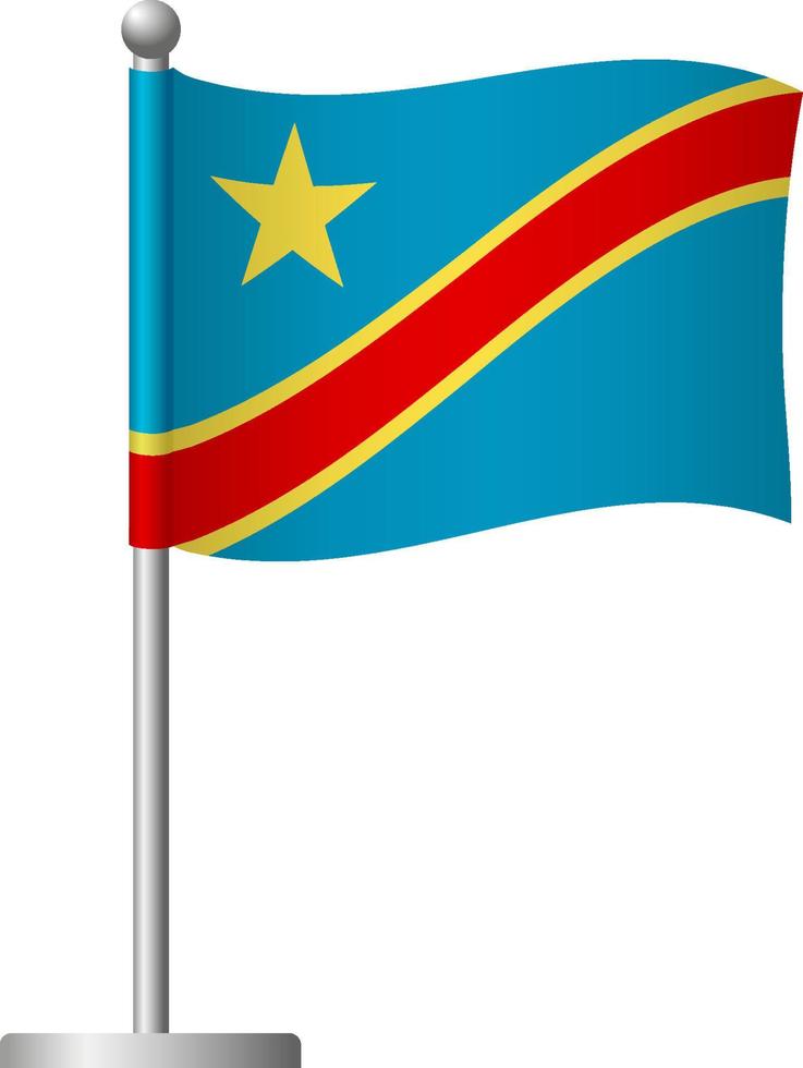 bandera de la república democrática del congo en el icono del poste vector