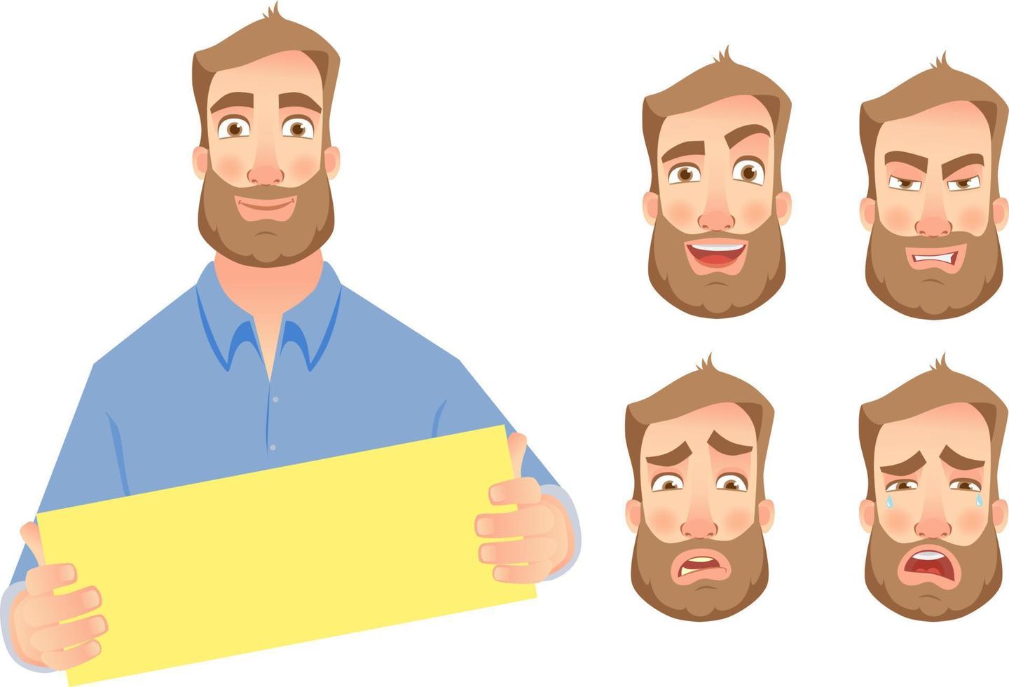 man holding empty paper - set vector