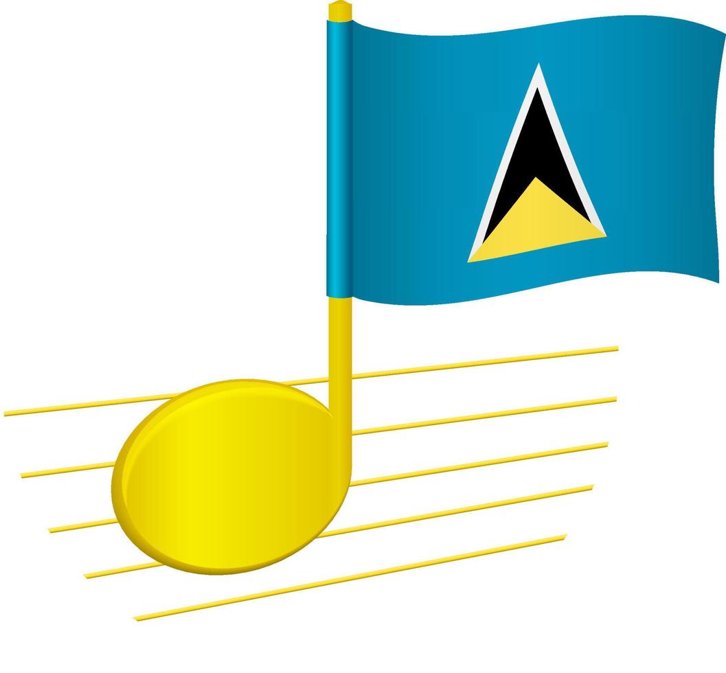 Saint Lucia flag and musical note vector