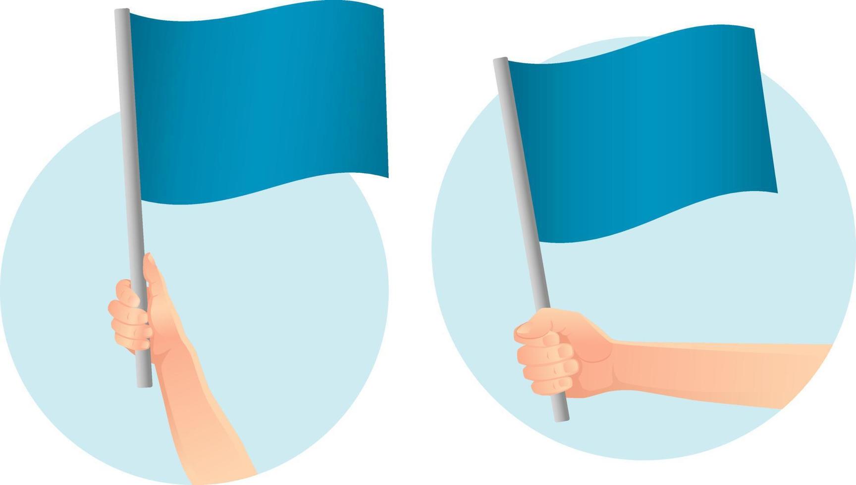 icono de bandera azul en la mano vector