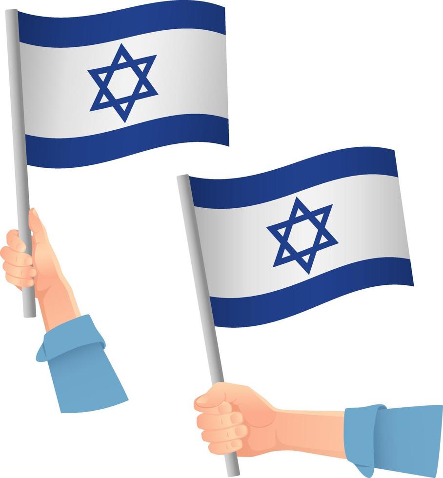 Israel flag in hand icon vector