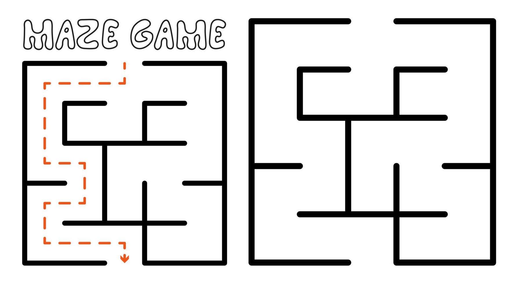 Maze game for kids. Simple Maze puzzle with solution vector