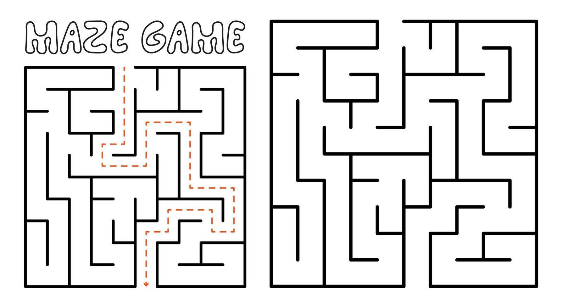Maze game for kids. Maze puzzle with solution vector