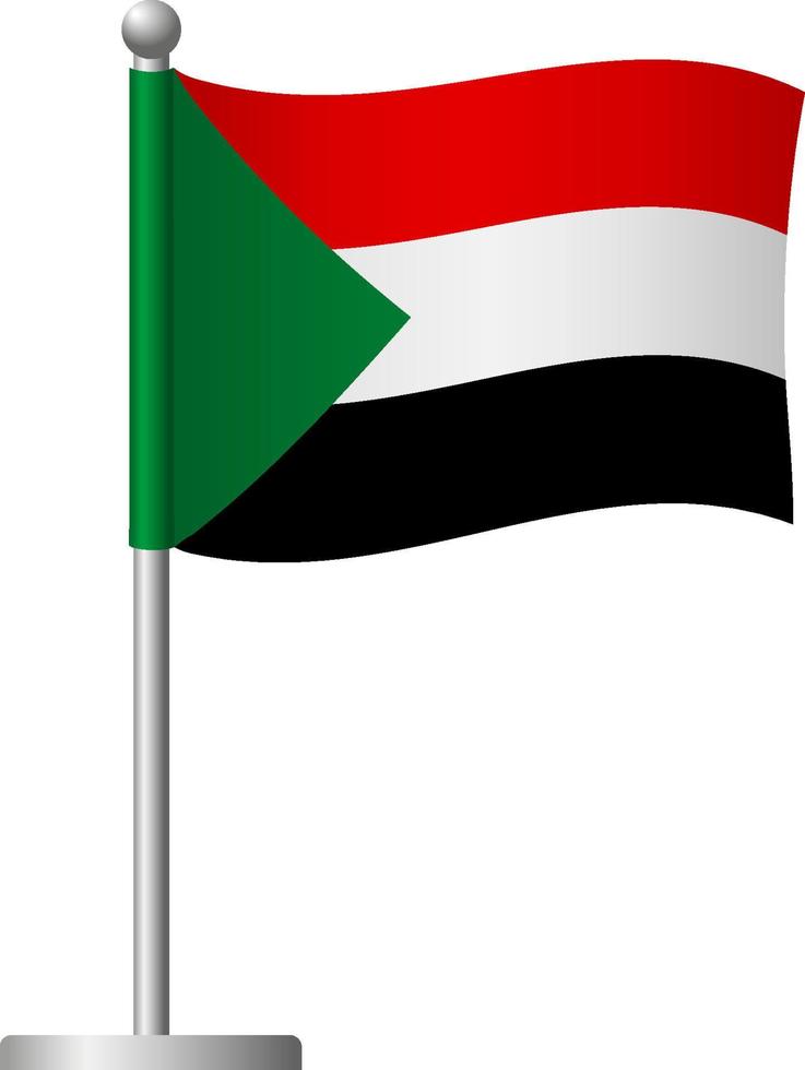 sudan flag on pole icon vector