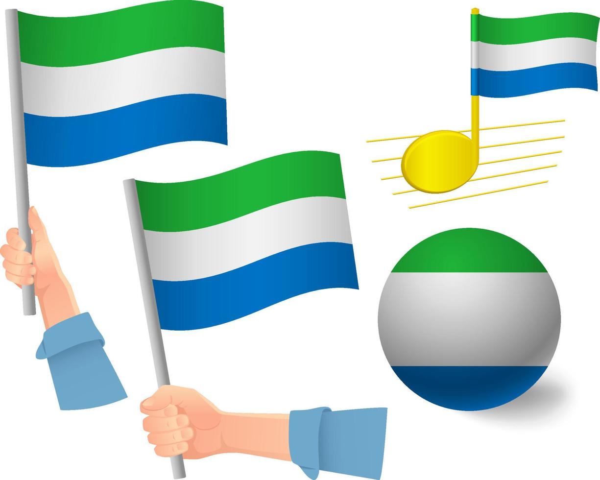 sierra leone flag icon set vector
