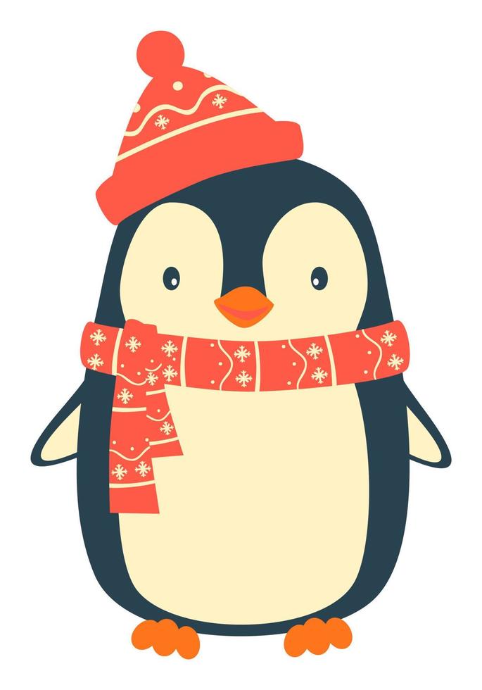 imágenes prediseñadas de dibujos animados de pingüinos. linda ilustración de vector de pingüino de navidad