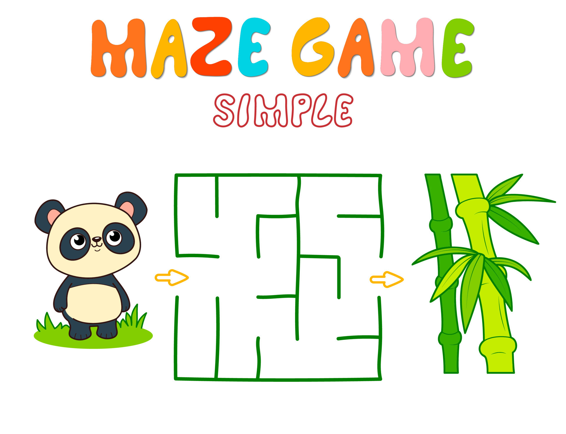 Simple Maze puzzle game for children. Color simple maze or labyrinth