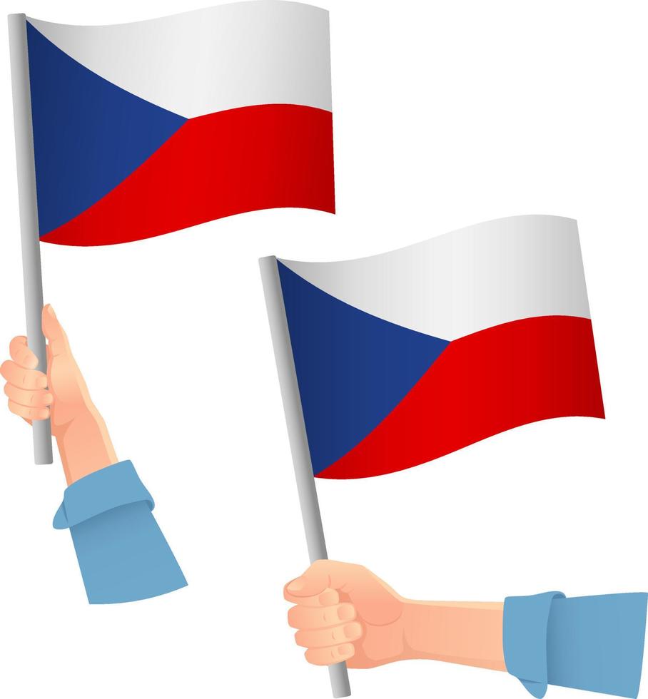 Czech Republic flag in hand icon vector