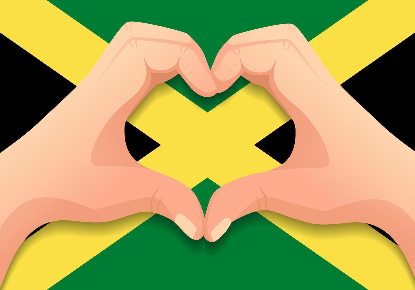 bandera de jamaica y forma de corazón de mano vector