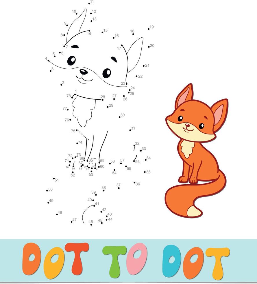 Dot to dot puzzle. Connect dots game. fox vector illustration