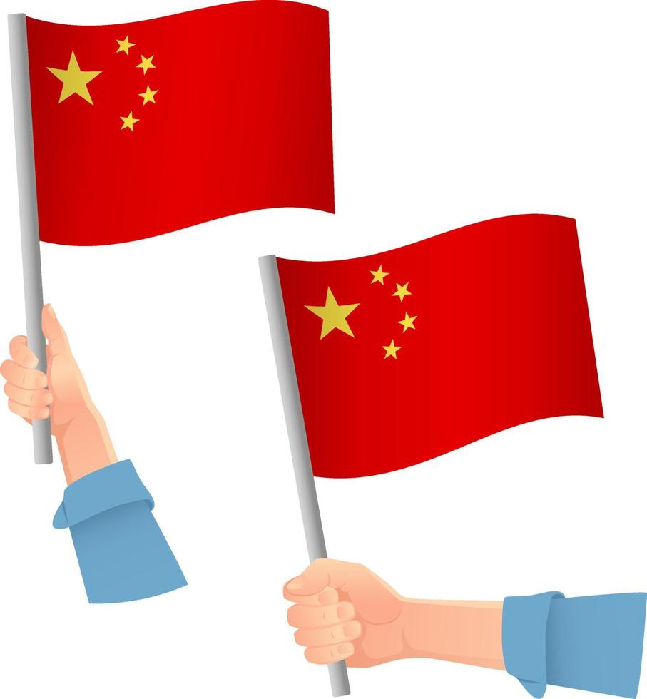 China flag in hand icon vector