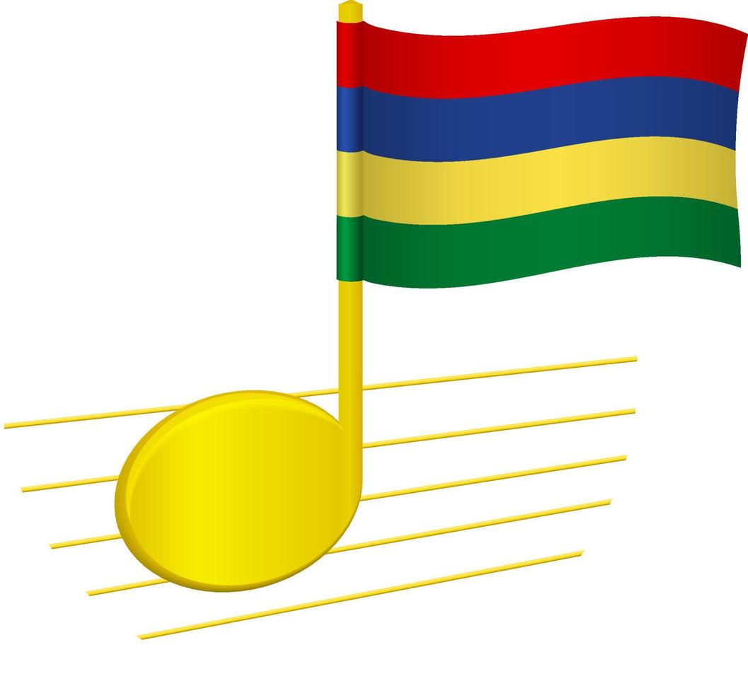 Mauritius flag and musical note vector