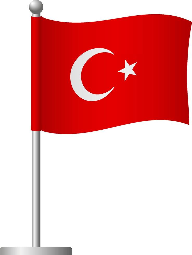 Turkey flag on pole icon vector