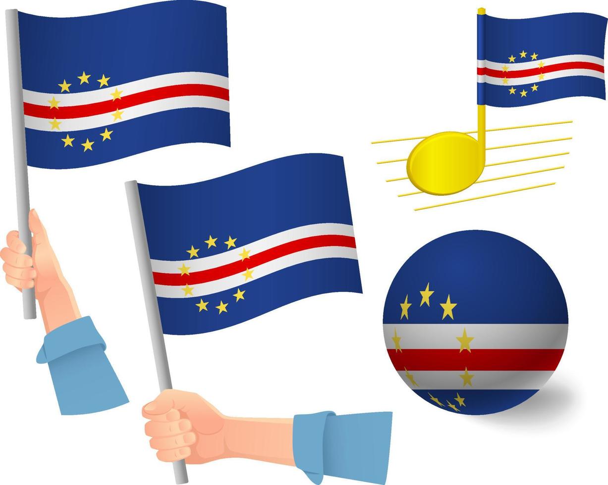 conjunto de iconos de bandera de cabo verde vector