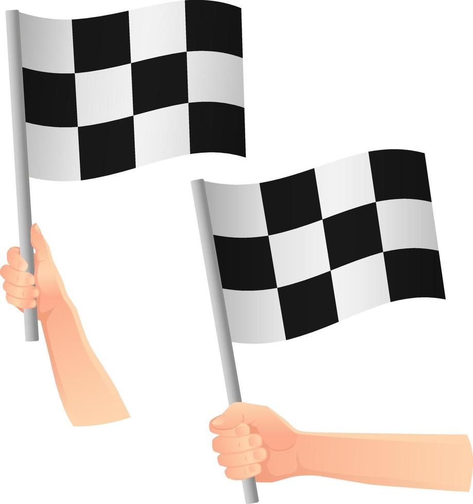 Start flag in hand icon vector
