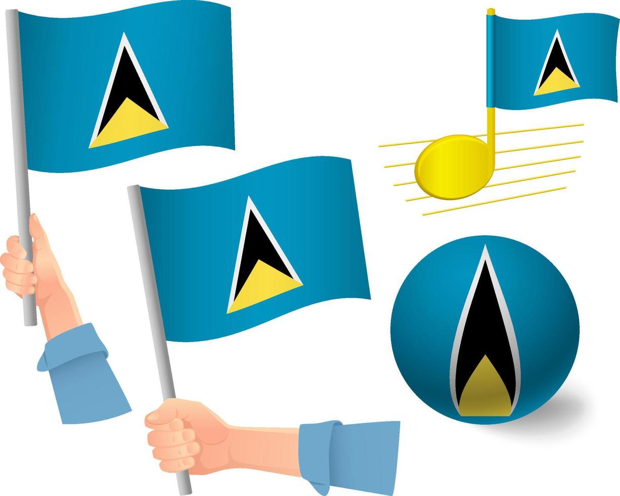 Saint Lucia flag icon set vector
