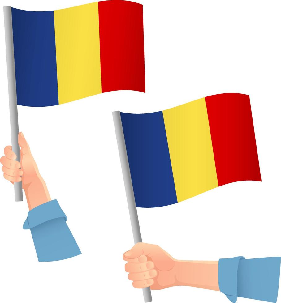 Romania flag in hand icon vector