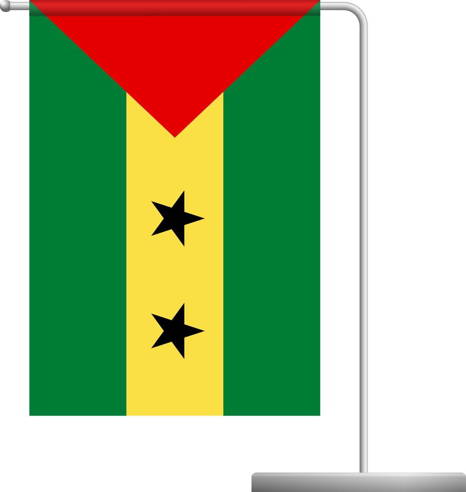 Sao Tome and Principe flag on pole icon vector
