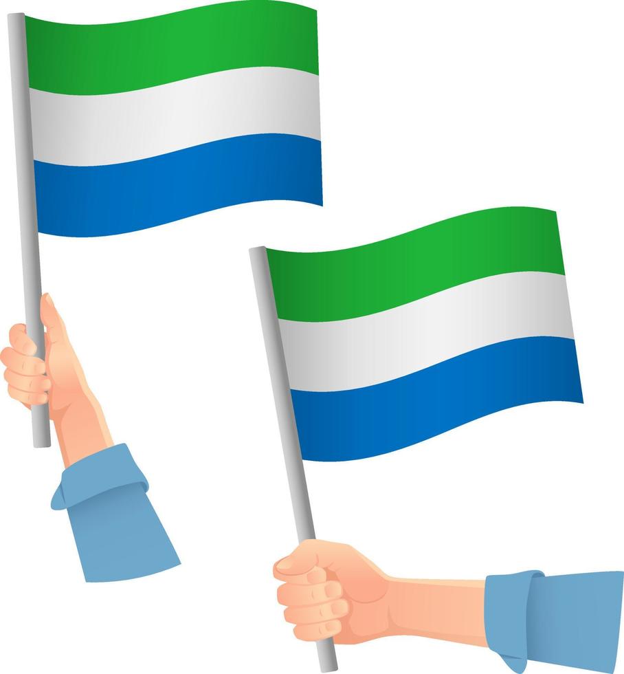 sierra leone flag in hand icon vector