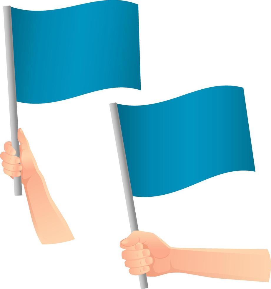 icono de bandera azul en la mano vector