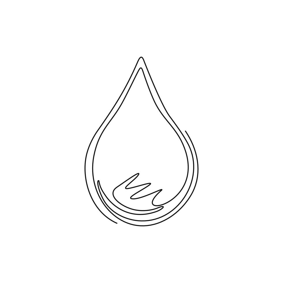 Single one line drawing water drop cartoon character for world water day banner concept. Water droplet isolated flat icon banner poster. Modern continuous line draw design graphic vector illustration