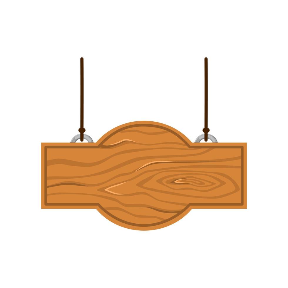 letrero de madera sobre un fondo blanco aislado. tablilla de madera. activos del juego ui, fondo rural. ilustración de dibujos animados vectoriales. vector