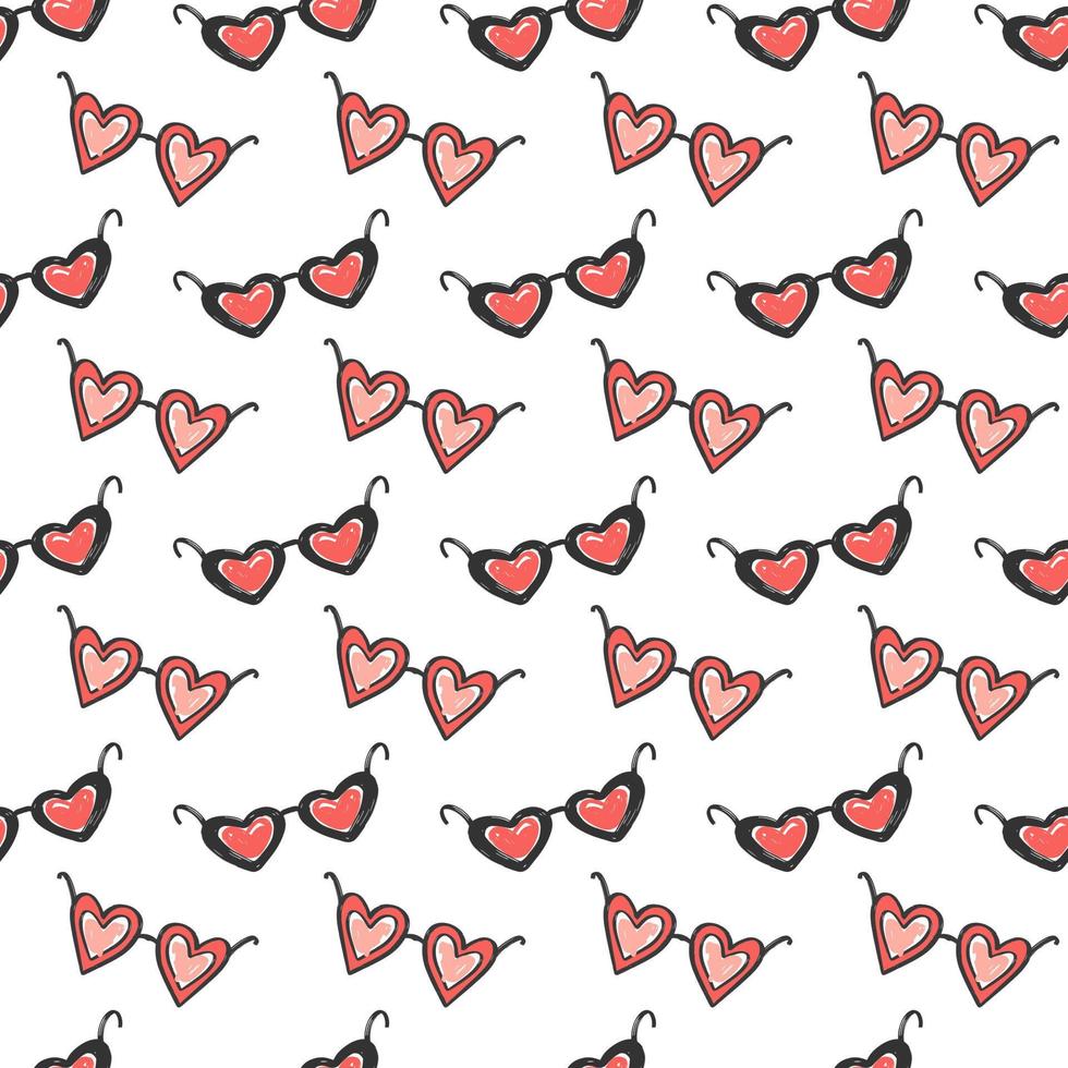 gafas corazones de patrones sin fisuras. fondo vectorial dibujado a mano. vector