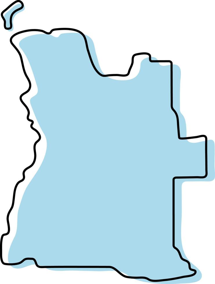 mapa de contorno simple estilizado del icono de angola. Croquis azul mapa de angola ilustración vectorial vector