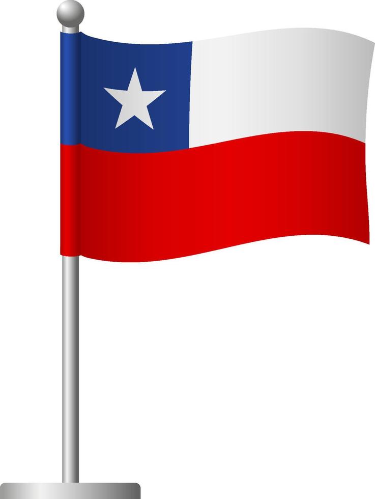 Chile flag on pole icon vector