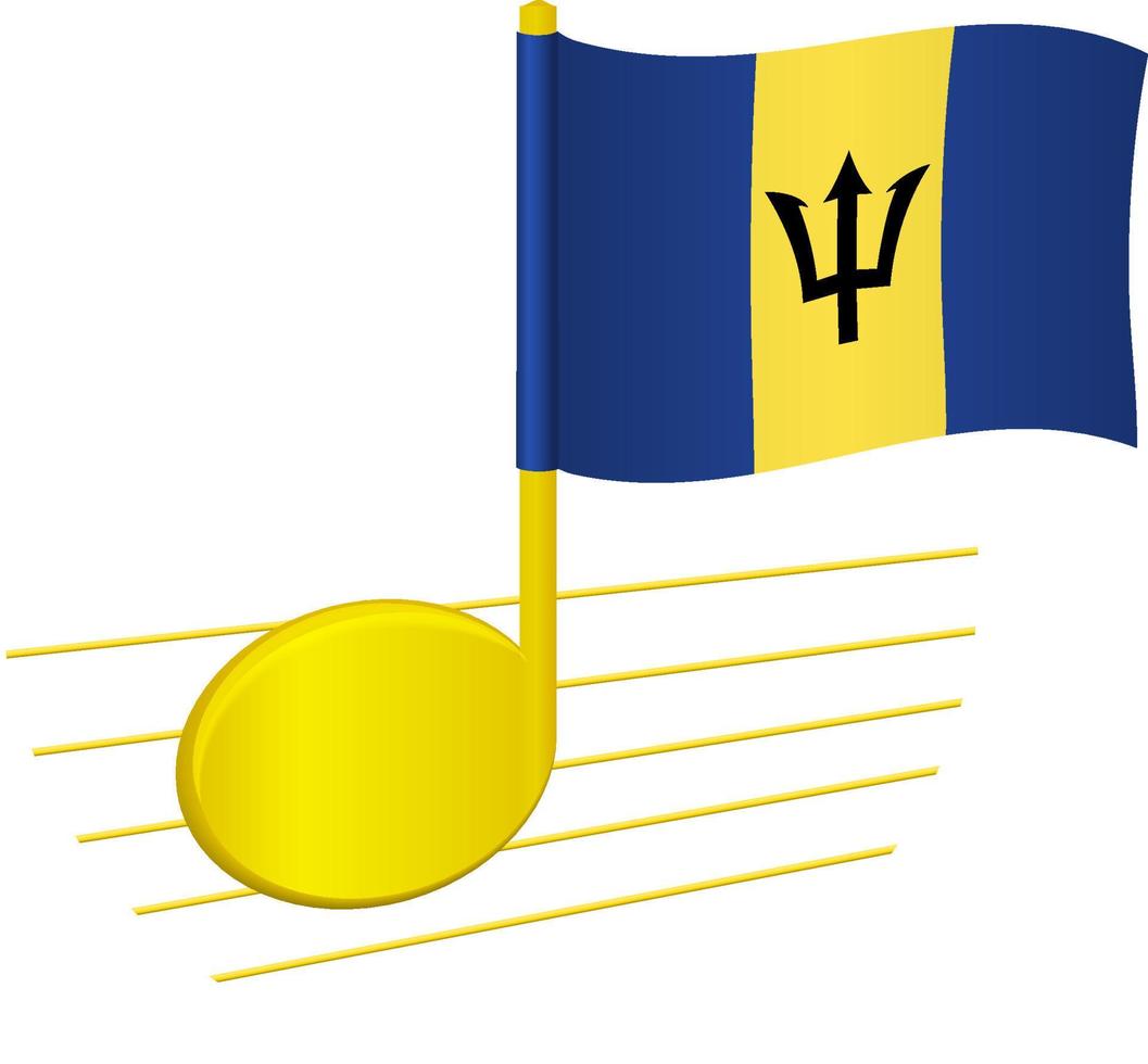 Barbados flag and musical note vector