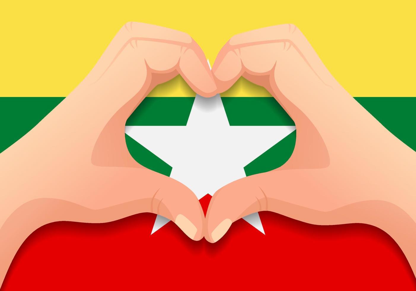 Myanmar flag and hand heart shape vector