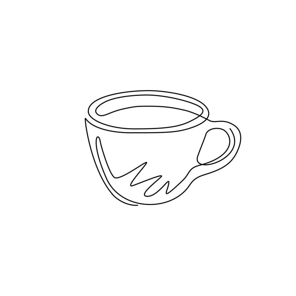 Continuous one line drawing cup of coffee flat icon logo symbol. Idea for advertising coffee drinks, business card, branding and corporate identity. Single line draw design vector graphic illustration