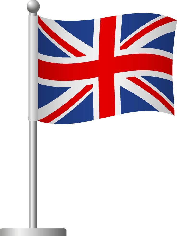 United Kingdom flag on pole icon vector
