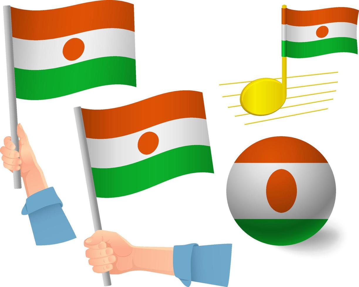 niger flag icon set vector