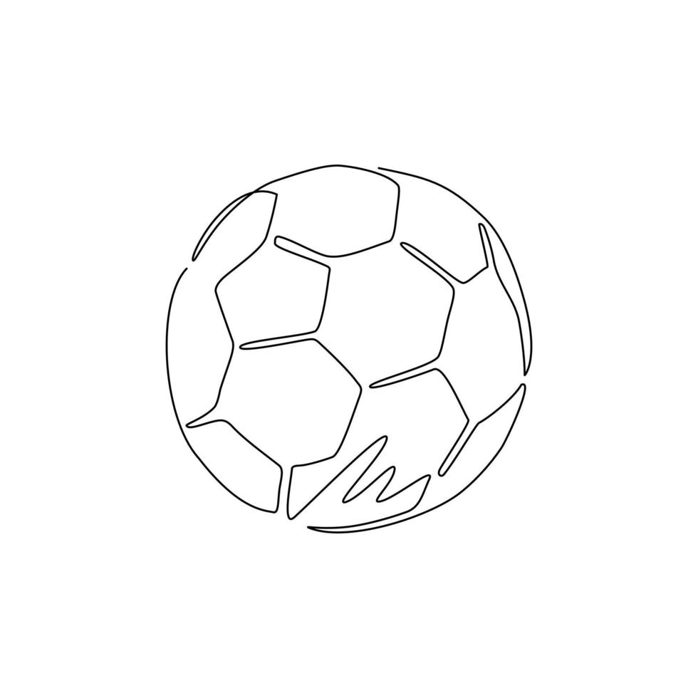 Continuous one line drawing football games icon. Ball symbol. Sport sign, emblem isolated on white background. Flat style for website app, logo. Single line draw design vector graphic illustration