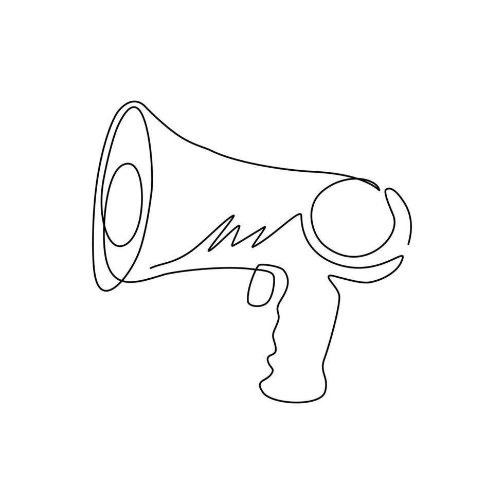 Continuous one line drawing megaphone isolated flat web mobile icon sign symbol element silhouette. Proletarian revolution, political propaganda. Single line draw design vector graphic illustration